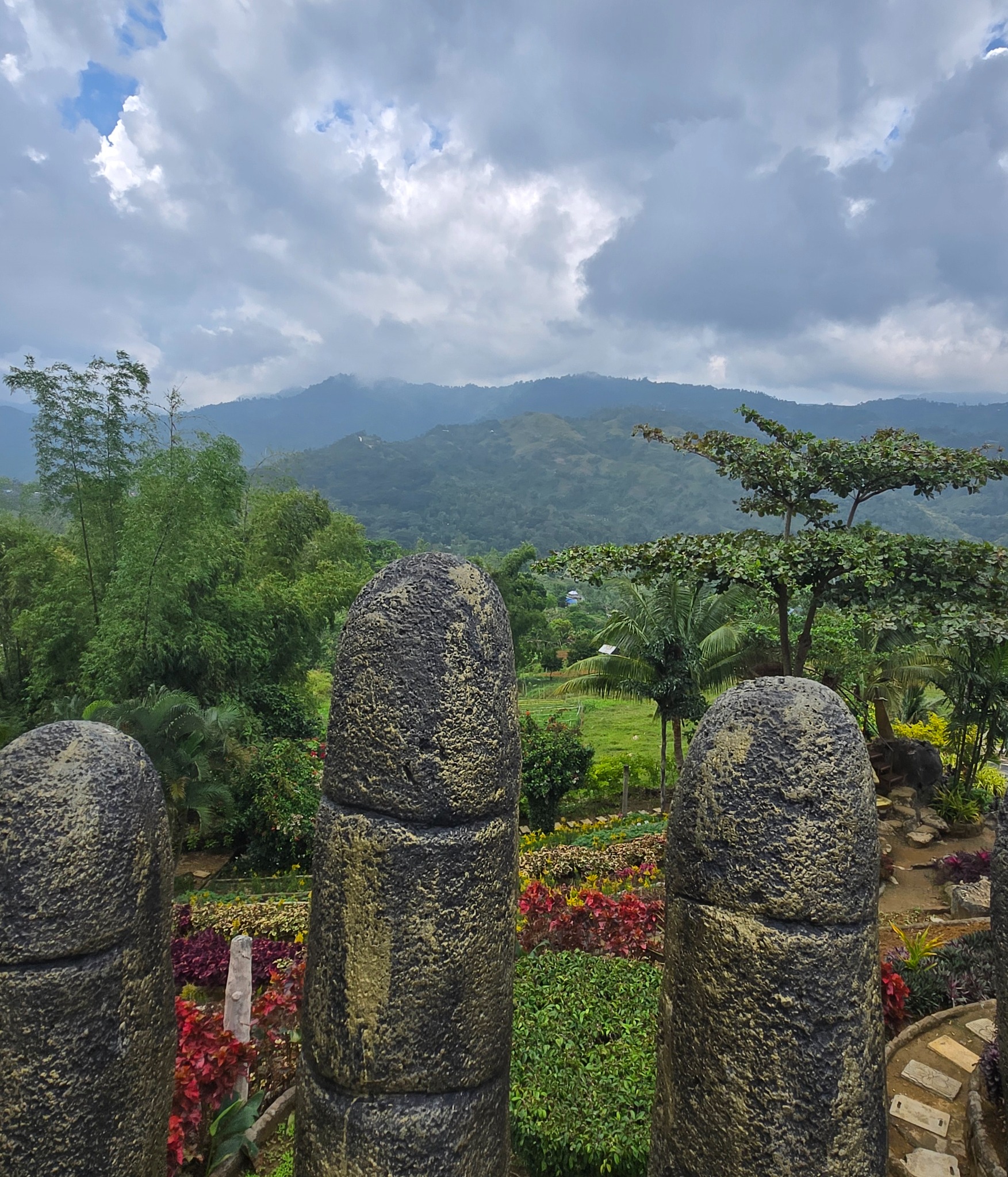 Colorful windmill and gardens at Sirao Garden